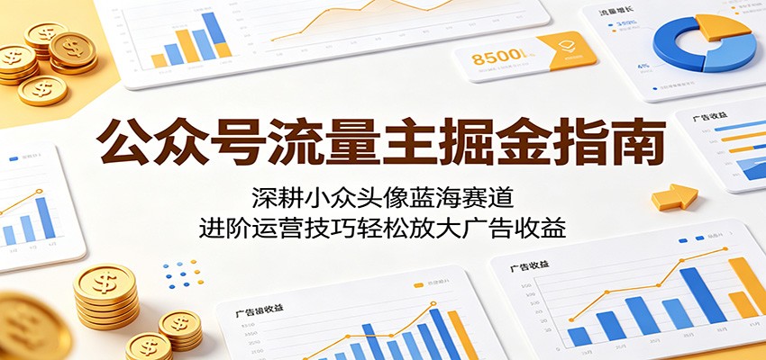 公众号流量主掘金指南：深耕小众头像蓝海赛道，进阶运营技巧轻松放大广告收益-柚子网创
