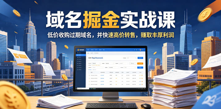 域名交易掘金实战课，低价收购过期域名，并快速高价转售，賺取丰厚利润【原创双语字幕】-柚子网创