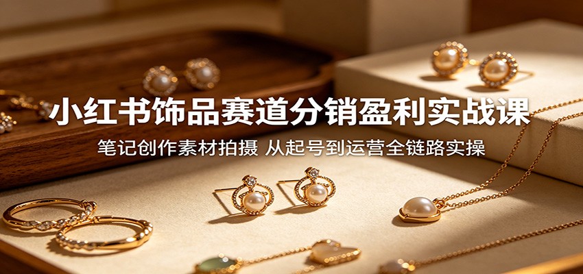 小红书饰品赛道分销盈利实战课：笔记创作素材拍摄，从起号到运营全链路实操-柚子网创