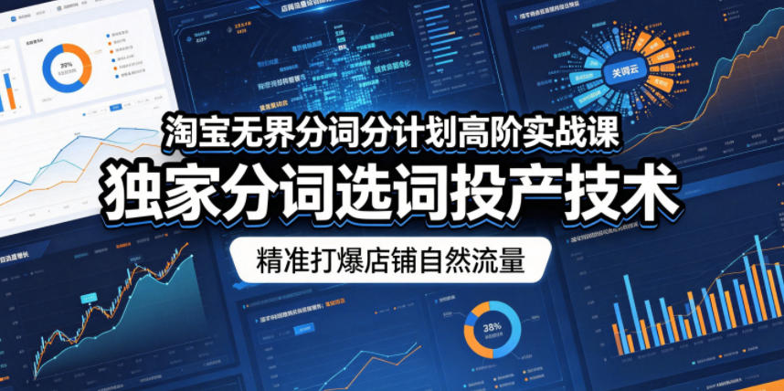 淘宝无界分词分计划高阶实战课，独家分词选词投产技术，精准打爆店铺自然流量-柚子网创
