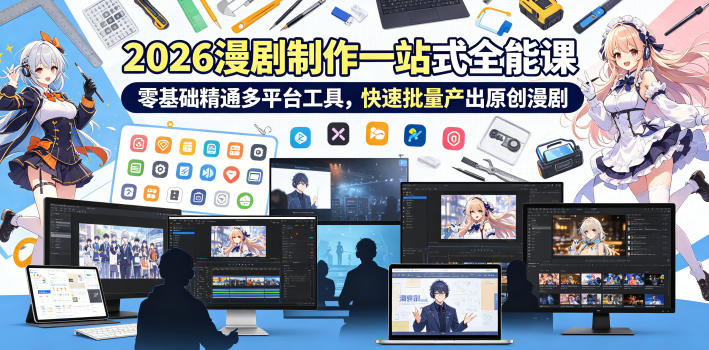 2026 AI漫剧制作一站式全能课，零基础精通多平台工具，快速批量产出原创漫剧-柚子网创