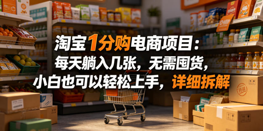 淘宝1分购电商项目：每天躺入几张，无需囤货，小白也可以轻松上手，详细拆解-柚子网创