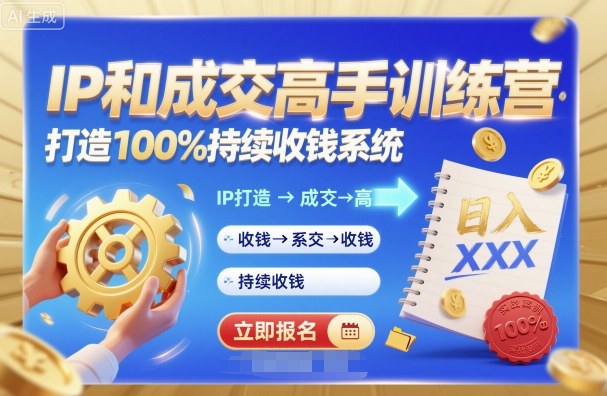 带你成为IP和成交高手的训练营，打造100%持续收钱系统-柚子网创