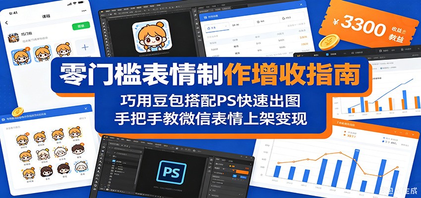零门槛表情制作增收指南：巧用豆包搭配 PS 快速出图，手把手教微信表情上架变现-柚子网创