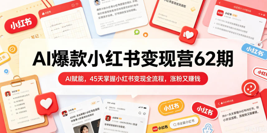 AI爆款小红书变现营62期2026年5月，AI赋能，45天掌握小红书变现全流程，涨粉又賺钱-柚子网创