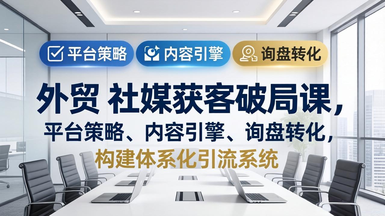 外贸 社媒获客破局课，平台策略、内容引擎、询盘转化，构建体系化引流系统(更新26年3月-柚子网创