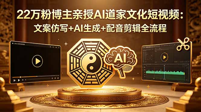 22万粉博主亲授AI道家文化短视频：文案仿写+AI生成+配音剪辑全流程-柚子网创