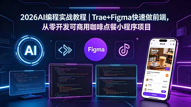 2026AI编程实战教程｜Trae+Figma快速做前端，从零开发可商用咖啡点餐小程序项目-柚子网创