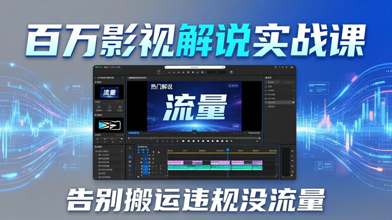 百万影视解说实战课：告别搬运违规没流量，AI文案+配音+剪映，做出能上热门的解说视频-柚子网创