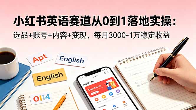 小红书英语赛道从0到1落地实操：选品+账号+内容+变现，每月3000-1万稳定收益-柚子网创