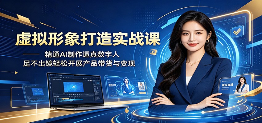 虚拟形象打造实战课：精通AI制作逼真数字人，足不出镜轻松开展产品带货与变现-柚子网创