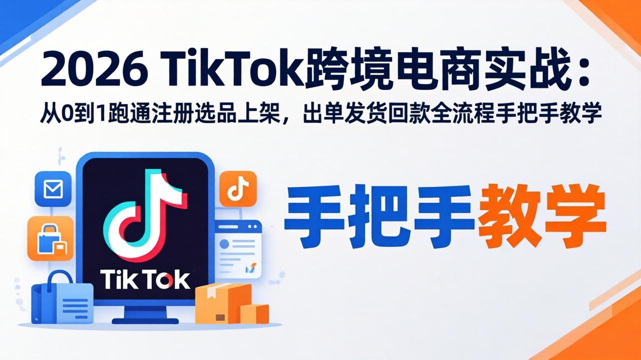 2026TikTok跨境电商实战：从0到1跑通注册选品上架，出单发货回款全流程手把手教学-柚子网创