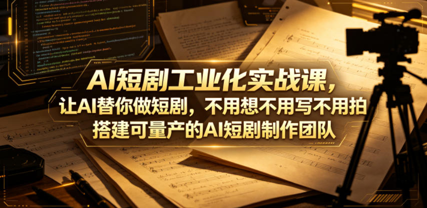 AI短剧工业化实战课，让AI替你做短剧，不用想不用写不用拍，搭建可量产的AI短剧制作团队-柚子网创