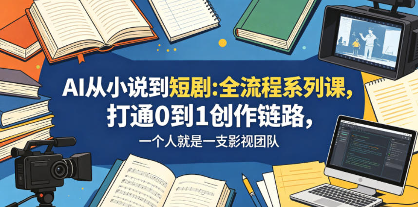 AI从小说到短剧全流程系列课，打通0到1创作链路，一个人就是一支影视团队-柚子网创