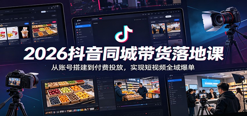 2026抖音同城带货落地课：从账号搭建到付费投放，实现短视频全域爆单-柚子网创