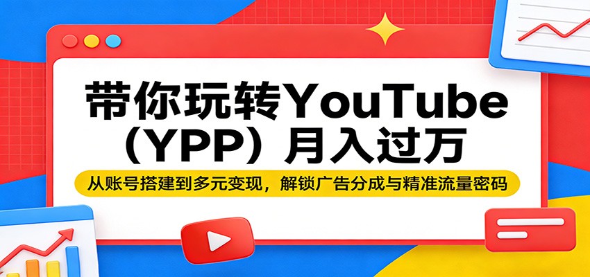 带你玩转YouTube(YPP)月入过万：从账号搭建到多元变现，解锁广告分成与精准流量密码-柚子网创
