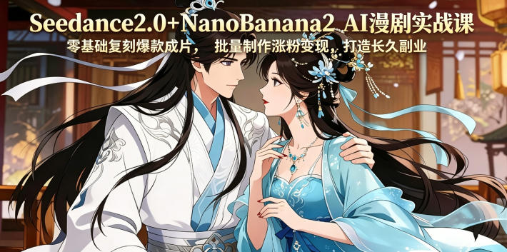 Seedance2.0+NanoBanana2 AI漫剧实战课，零基础复刻爆款成片涨粉变现，打造长久副业收益-柚子网创