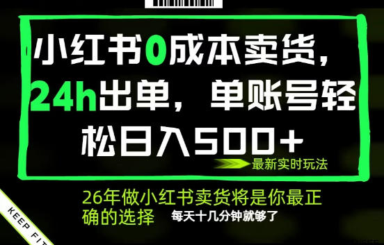 小红书0成本AI卖货，24小时出单，全流程托管，保底日入500+，每天十几分钟就够了【揭秘】-柚子网创
