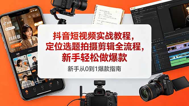 抖音短视频实战教程，定位选题拍摄剪辑全流程，新手轻松做爆款-柚子网创