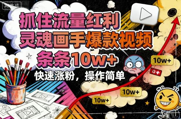 抓住流量红利，灵魂画手爆款视频，条条10w+，快速涨粉，操作简单-柚子网创