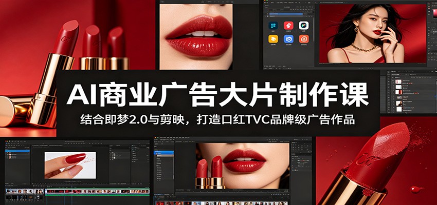 AI商业广告大片制作课：结合即梦2.0与剪映，打造口红TVC品牌级广告作品-柚子网创