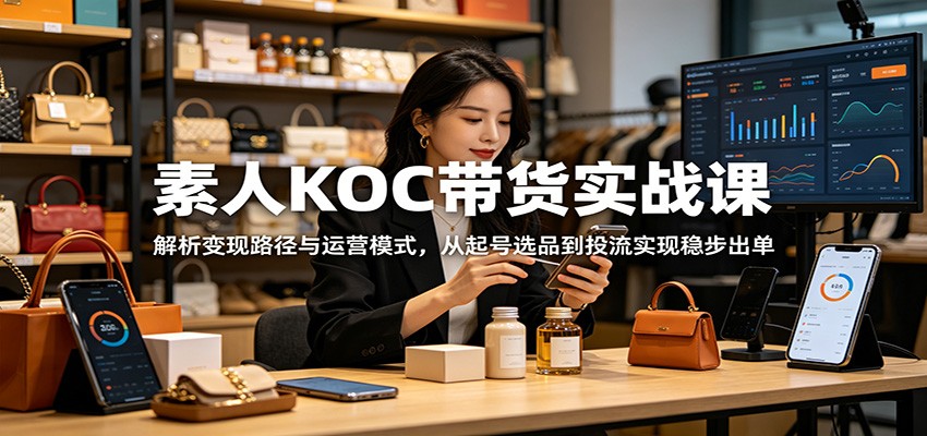 素人KOC带货实战课：解析变现路径与运营模式，从起号选品到投流实现稳步出单-柚子网创