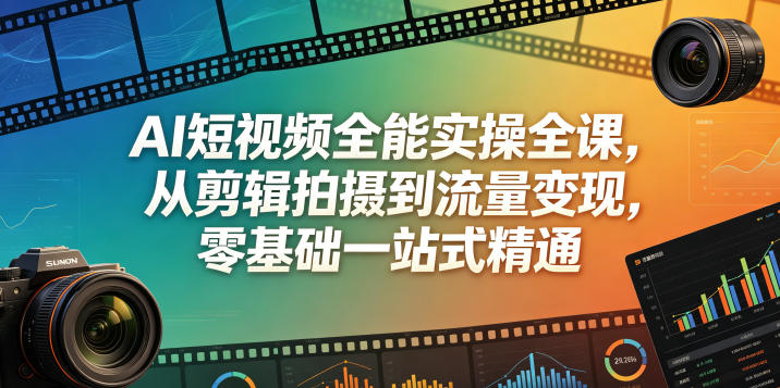 AI短视频全能实操全课，从剪辑拍摄到流量变现，零基础一站式精通-柚子网创