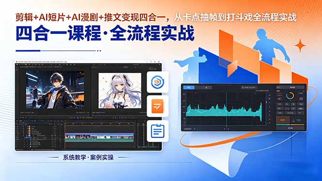 剪辑+AI短片+AI漫剧+推文变现四合一，从卡点抽帧到打斗戏全流程实战-柚子网创