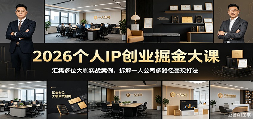 2026个人IP创业掘金大课：汇集多位大咖实战案例，拆解一人公司多路径变现打法-柚子网创