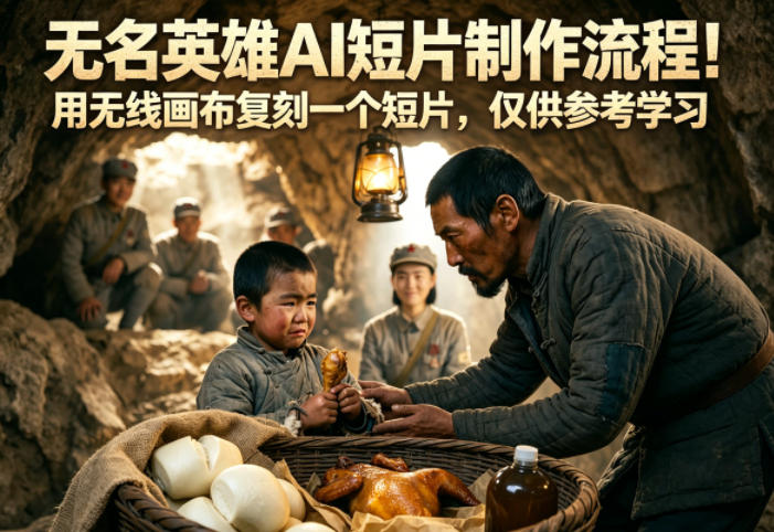无名英雄AI短片制作流程！用无线画布复刻一个短片，仅供参考学习-柚子网创