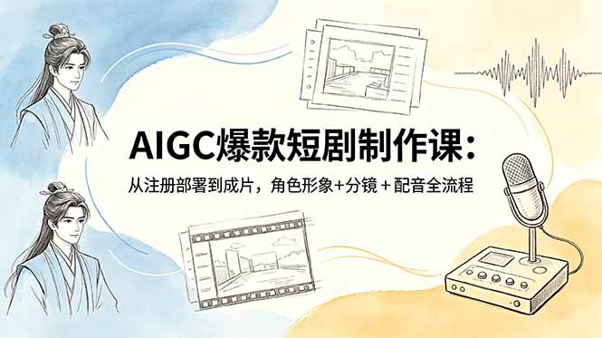 AIGC爆款短剧制作课：从注册部署到成片，角色形象+分镜+配音全流程-柚子网创