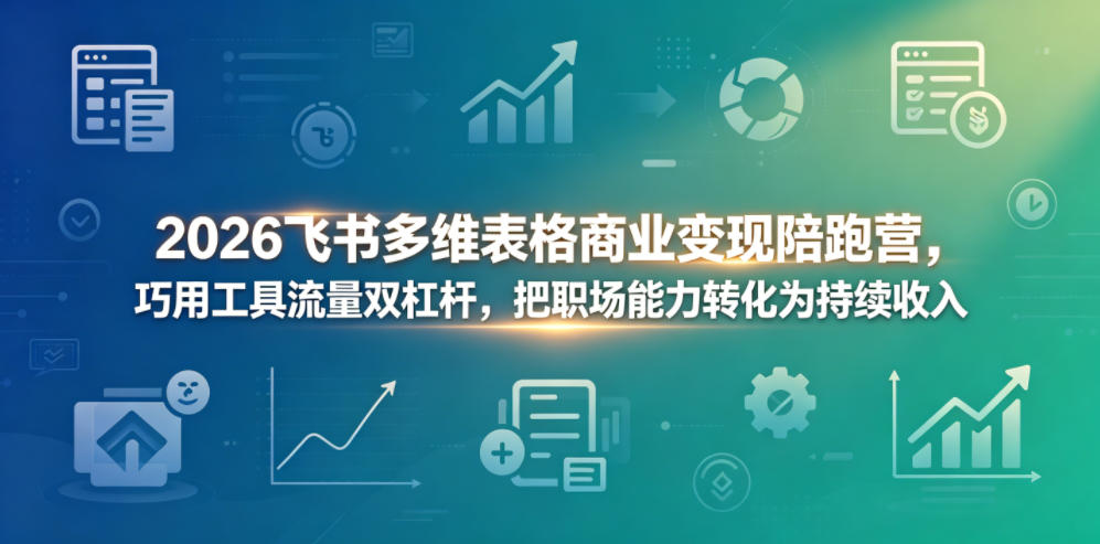 2026飞书多维表格商业变现陪跑营，巧用工具流量双杠杆，把职场能力转化为持续收入-柚子网创