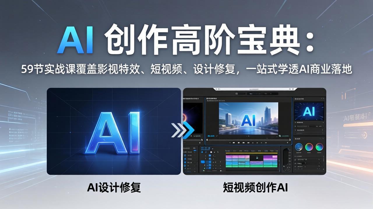 AI 创作高阶宝典：59节实战课覆盖影视特效、短视频、设计修复，一站式学透AI商业落地-柚子网创