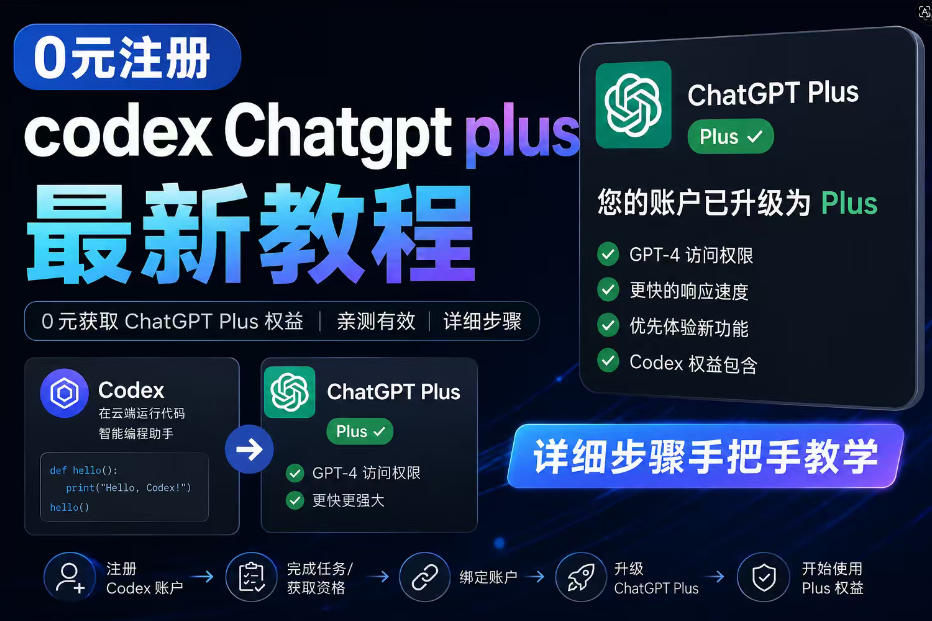 0元全自动注册codex gpt plus最新教程，0元获取GPT Plus权益，手把手详细教学-柚子网创