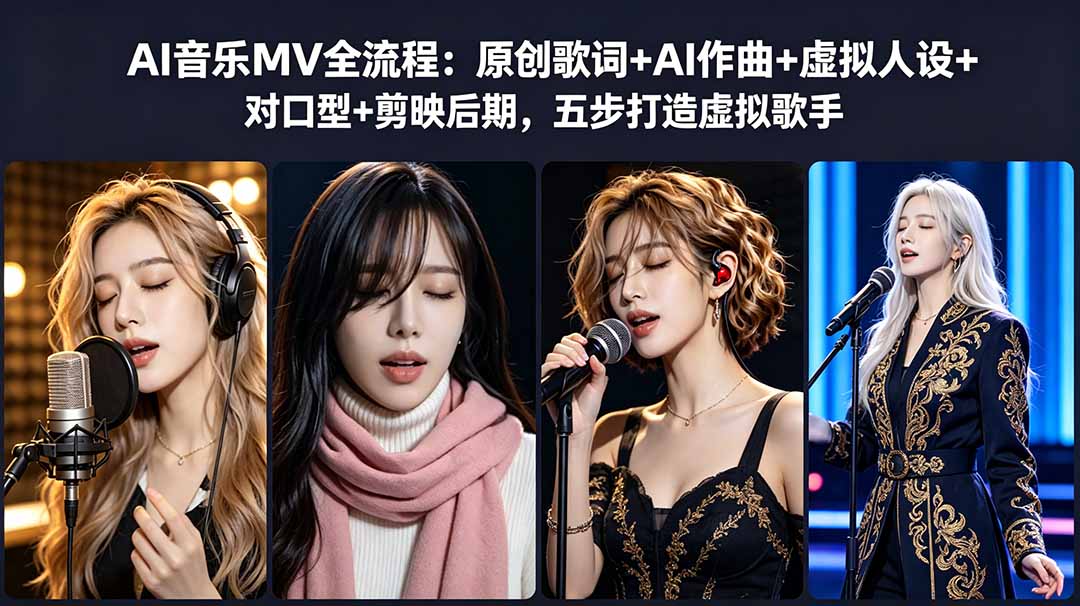 AI音乐MV全流程：原创歌词+AI作曲+虚拟人设+对口型+剪映后期，五步打造虚拟歌手-柚子网创
