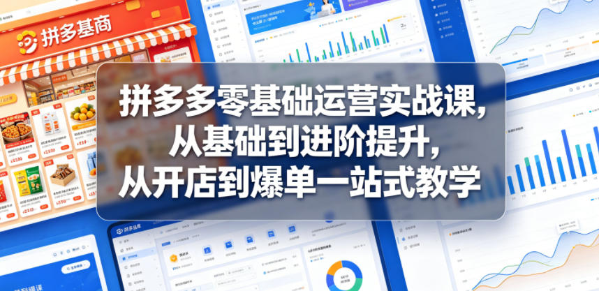 拼多多零基础运营实战课，从基础到进阶提升，从开店到爆单一站式教学-柚子网创