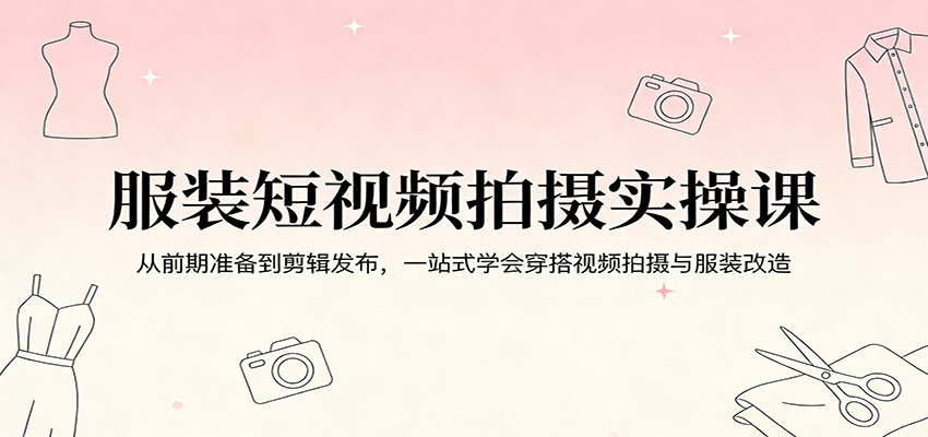 服装短视频拍摄实操课：从前期准备到剪辑发布，一站式学会穿搭视频拍摄与服装改造-柚子网创