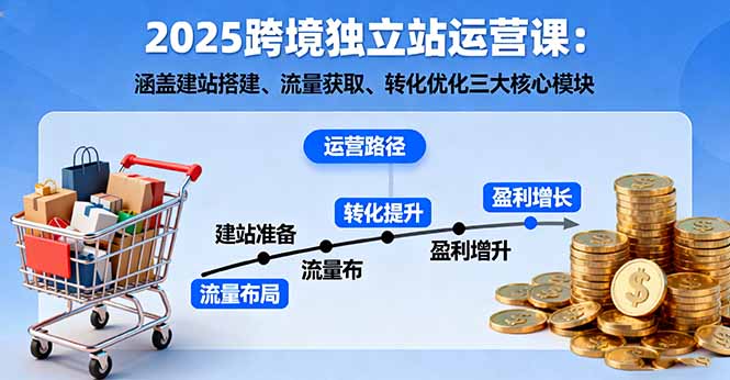 2025跨境独立站运营课：涵盖建站搭建、流量获取、转化优化三大核心模块-柚子网创