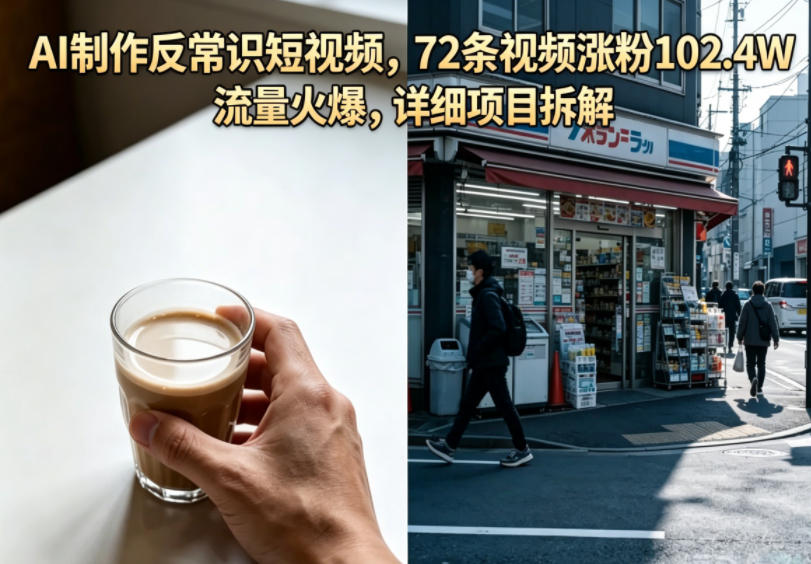 AI制作反常识短视频，72条视频涨粉102.4W，流量火爆，详细项目拆解-柚子网创