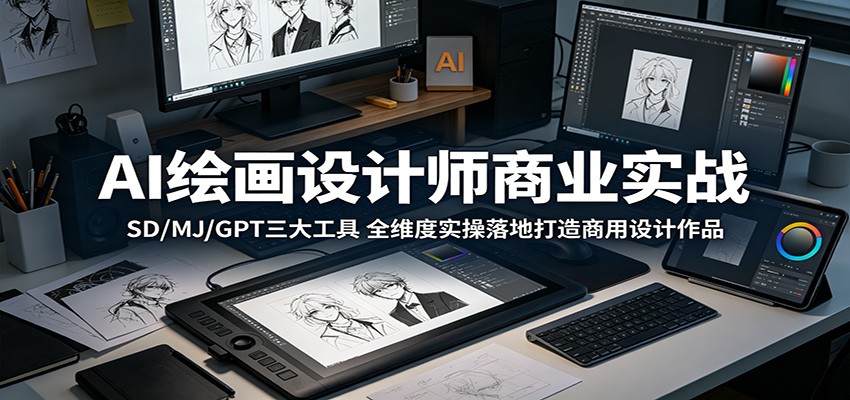 AI绘画设计师商业实战：SD/MJ/GPT三大工具，全维度实操落地打造商用设计作品-柚子网创