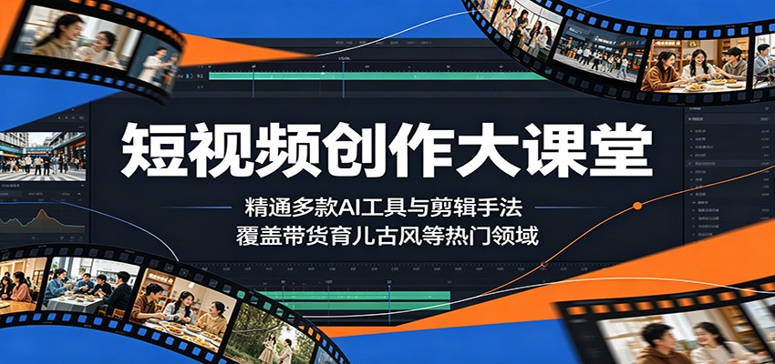 短视频创作大课堂：精通多款AI工具与剪辑手法，覆盖带货、育儿、古风等热门领域-柚子网创