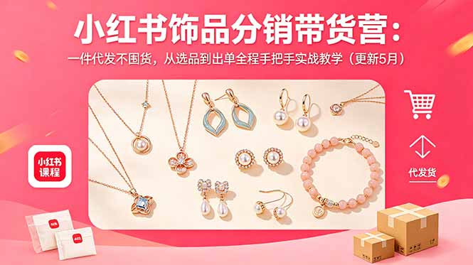 小红书饰品分销带货营：一件代发不囤货，从选品到出单全程手把手实战教学(更新5月-柚子网创