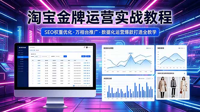2026 淘宝金牌运营实战教程，SEO权重优化万相台推广，数据化运营爆款打造全教学-柚子网创