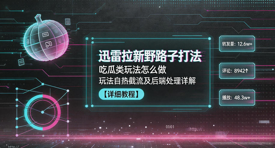 迅雷拉新野路子打法，吃瓜类玩法怎么做，玩法自热截流及后端处理详解-柚子网创