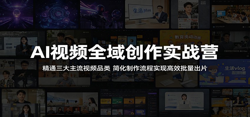 AI视频全域创作实战营：精通三大主流视频品类，简化制作流程实现高效批量出片-柚子网创