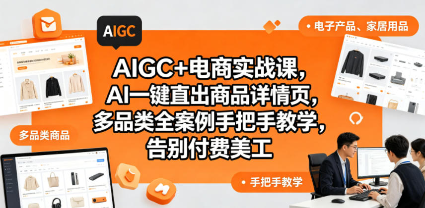 AIGC+电商实战课，AI一键直出商品详情页，多品类全案例手把手教学，告别付费美工(更新)-柚子网创