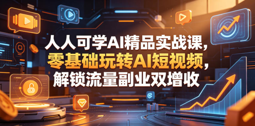人人可学AI精品实战课，零基础玩转AI短视频，解锁流量副业双增收-柚子网创