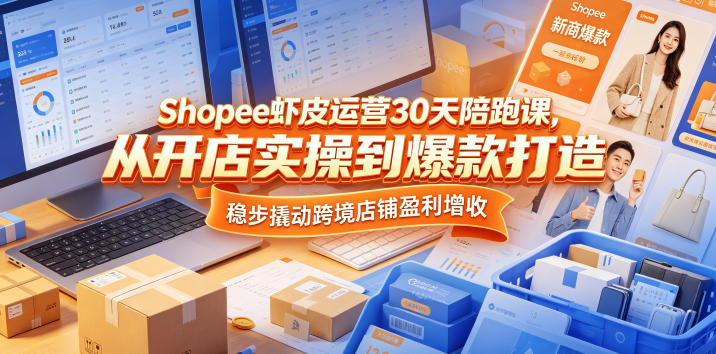 Shopee虾皮运营30天陪跑课，从开店实操到爆款打造，稳步撬动跨境店铺盈利增收-柚子网创