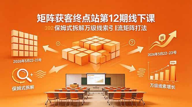 矩阵获客终点站第12期线下课 2026年5月22-23号 保姆式拆解万级线索引流矩阵打法-柚子网创