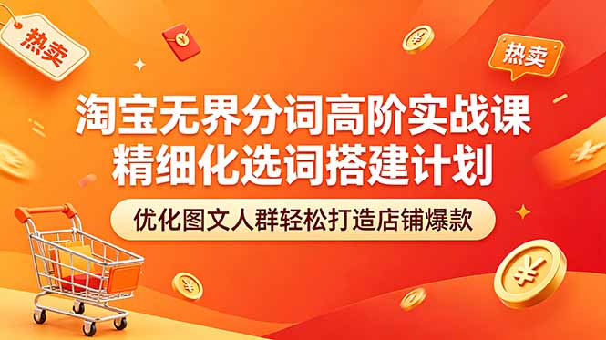 淘宝无界分词高阶实战课 精细化选词搭建计划 优化图文人群轻松打造店铺爆款-柚子网创